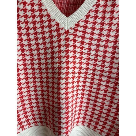 Houndstooth Sweater Vest Orange Coral - Picture 9 of 9
